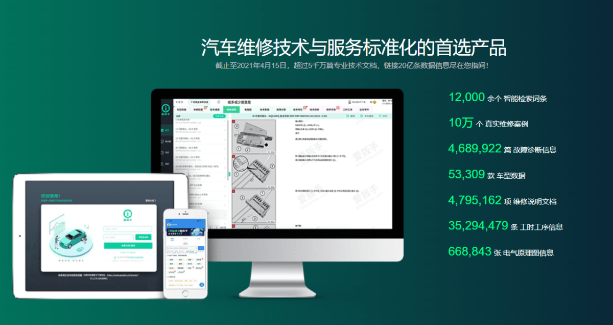 【爱扳手】在线查询系统 德系美系 车型数据 诊断故障 维修手册 电路图 技术通报  技术特性 保养资料 工时工序 配件资料