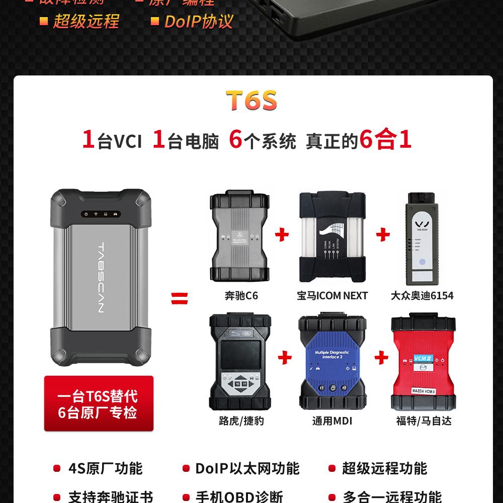 【欧克勒亚】T6S 6合一专检 原厂专检 诊断 在线编程 匹配 设码 刷隐藏 改数据 清码 防盗-支持德系美系