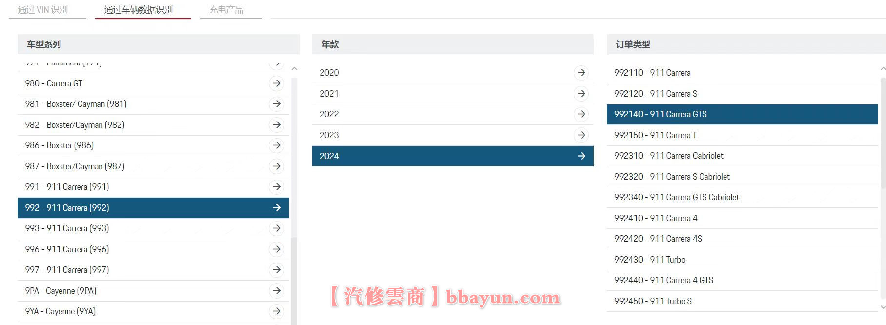 【保时捷Porsche在线查询】4S原厂 电路图 维修 配件 拆卸 安装 故障 保养 车辆信息 模块数据 资料查询